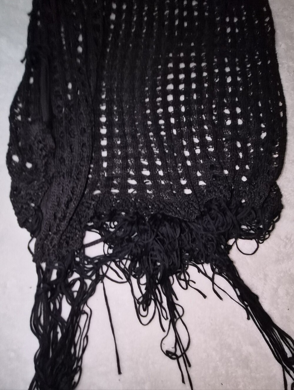 SHEIN Black Crochet Fringe Swim Coverup